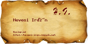 Hevesi Irén névjegykártya